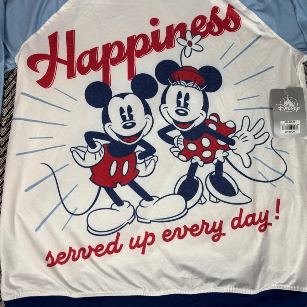 Disney Mickey & Minnie Mouse Blue, Red, White Pajama Shorts and Shirt Set - Picture 3 of 6